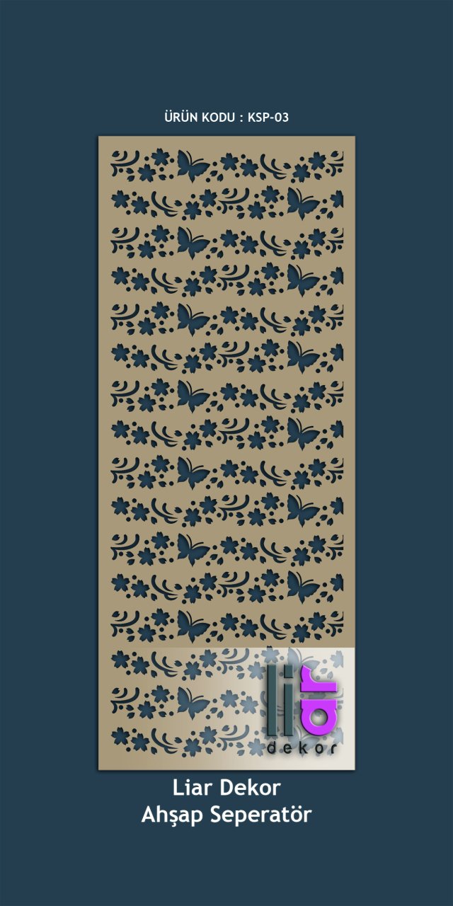 Liar Ahşap Seperatör (Paravan) - KSP-03 100 cm x 210 cm - 10 mm - Altın Yaldız