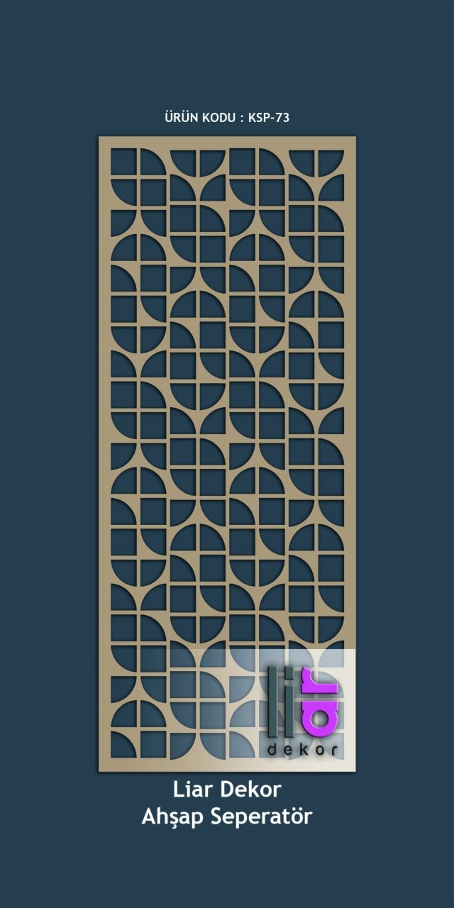 Liar Ahşap Seperatör (Paravan) - KSP-104 100 cm x 210 cm - 10 mm - Altın Yaldız