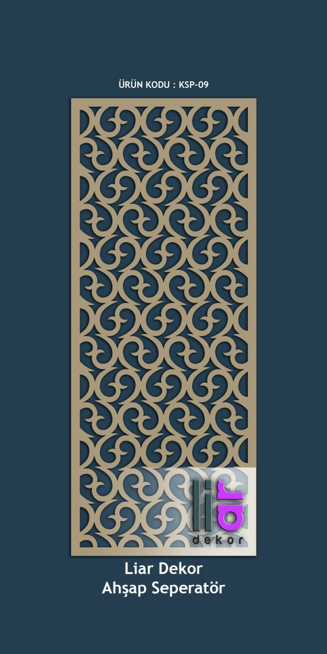 Liar Ahşap Seperatör (Paravan) - KSP-26 100 cm x 210 cm - 10 mm - Altın Yaldız