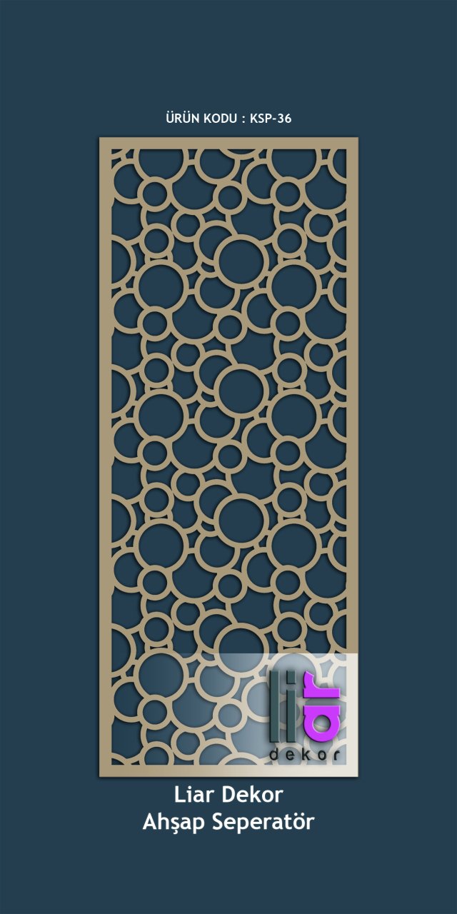 Liar Ahşap Seperatör (Paravan) - KSP-36 100 cm x 210 cm - 10 mm - Altın Yaldız
