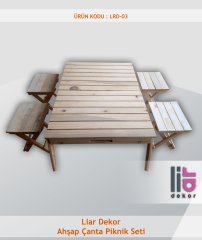 Liar Ahşap Çanta Piknik (Kamp) Seti - LRD-03