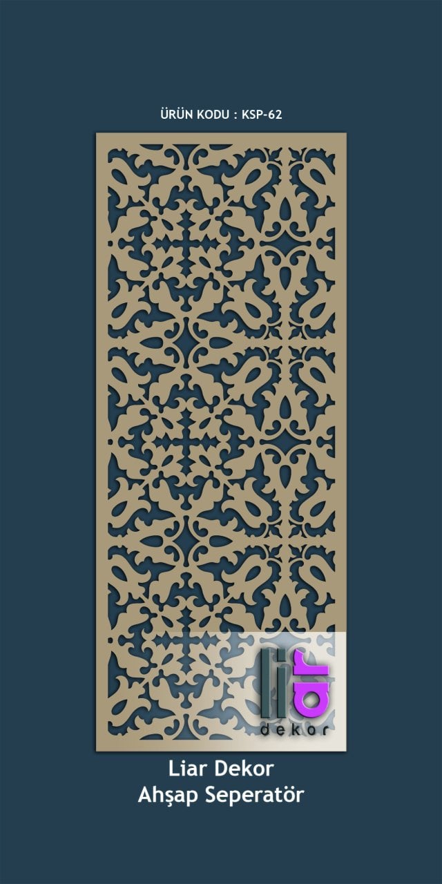 Liar Ahşap Seperatör (Paravan) - KSP-62 100 cm x 210 cm - 10 mm - Altın Yaldız